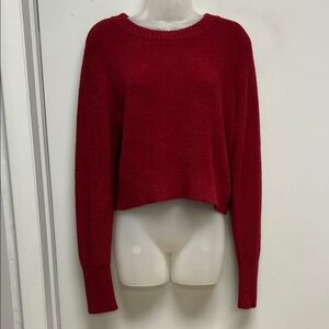 Altar’d State Deep Red Fuzzy Knit Cropped Sweater | Size M